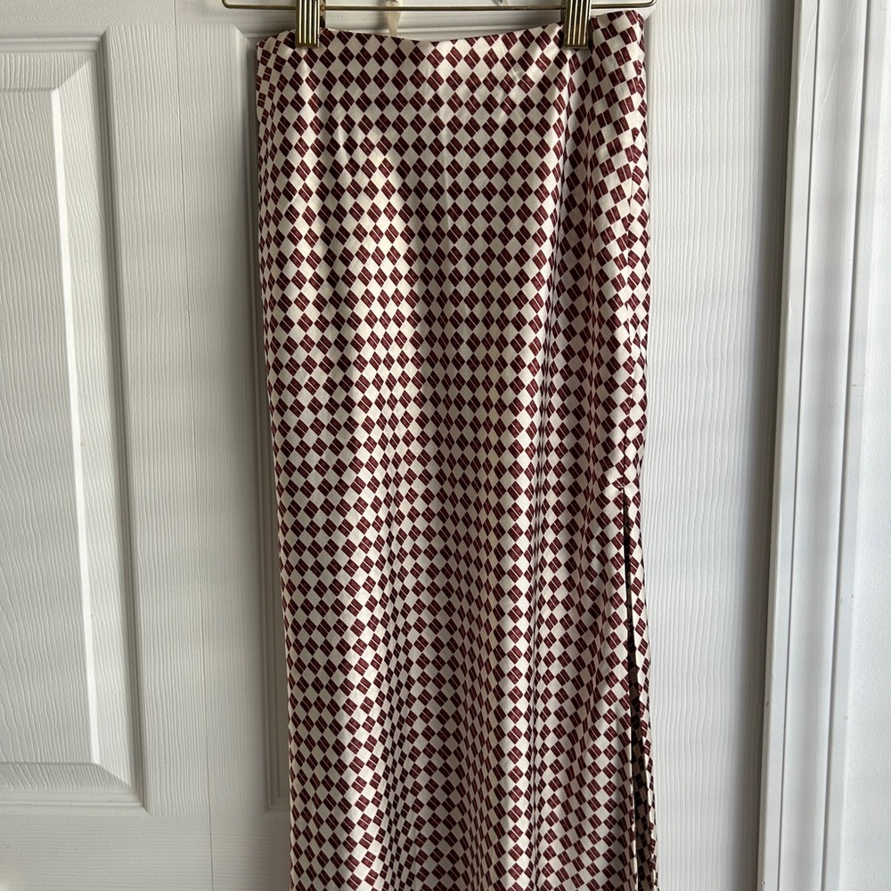 Abercrombie Burgundy and White Checkered Skirt